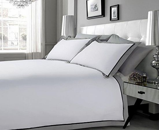 [hachette] 3PC 300 THREAD COUNT (H) [WHITE/BLACK/GREY] DUVET COVER DOUBLE SIZE 100% EGYPTIAN COTTON 300TC & PAIR OF PILLOWCASES